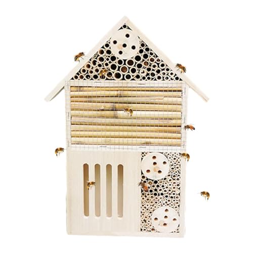 Bienenhaus, Bienenhaus Aus Holz, 11 X 9 X 21 Cm Großes Insektenhaus-Set, Insektenhotel Bietet Zuverlässigen Und Schutz Für Bestäubende Bienen, Bugg-Haus Für Marienkäfer, Bestäubende Bienen Und Schmett von DMAIS