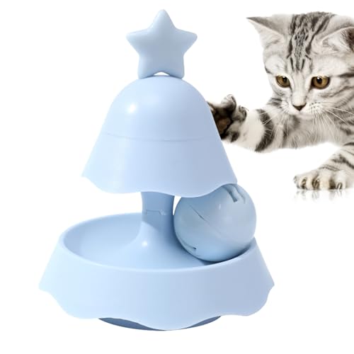 DMAIS Katzenspielzeugroller, Weihnachtsbaum-Katzen-Drehteller-Roller, Katzenminze-Spielzeug, 2-lagige interaktive Drehteller-Rollbälle für Haustiere, mittelgroße Katzen von DMAIS