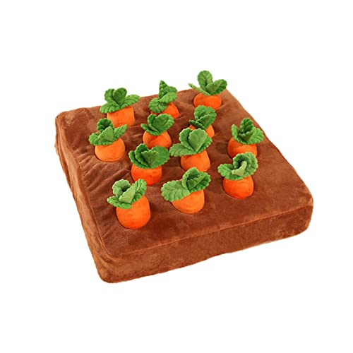 Hunde-Puzzlespielzeug, Kristallplüsch-Hundespielzeug, interaktive Karottenfarm-Matten mit 12 Karotten, Versteckspiel für Karottenfarm-Hundespielzeug, quietschendes Hundespielzeug, quietschende Karotte von DMAIS