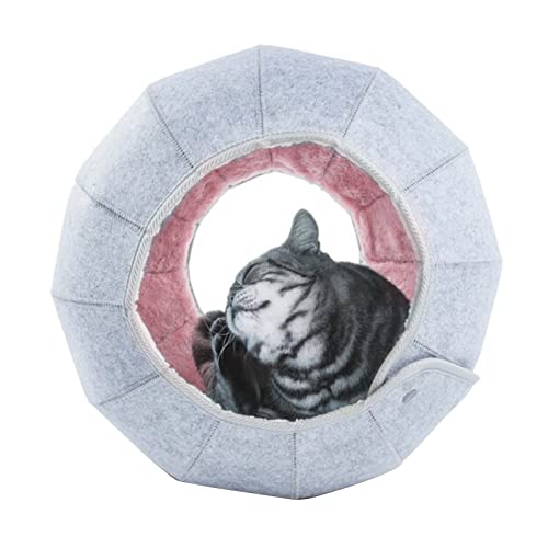 Katzenbett, Wiederverwendbare Katzenhöhle, muschelförmiges Katzennapfbett, waschbare Katzenmuscheltunnel, Katzentunnel für Katzen im Innen- und Außenbereich, interaktiv, faltbar, multifunktional von DMAIS