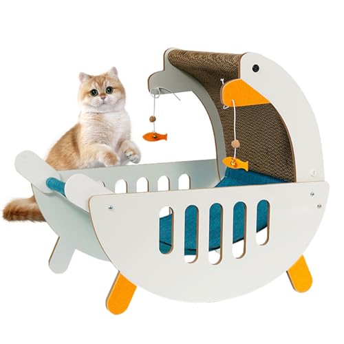 Katzenkratzbett, 3-in-1-Kratzkissen-Hängematte mit Sisalkratzer und baumelndem Spielzeug, Kratzkatze aus Pappe, Wildkatzen-Kratzpappe, Kratzkatzenmöbel zum Schutz von Innenmöbeln von DMAIS