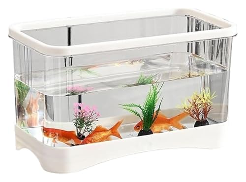 DMBBSAPBSH Goldfischglas, Fischschale, Fisch Schüssel Wohnzimmer Haushalt Desktop Kleine Transparent Acryl Schildkröte Tank(White,31.5cm*21cm*16.5cm) von DMBBSAPBSH