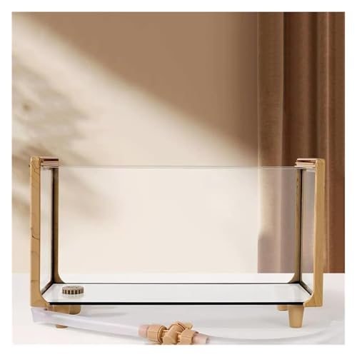 DMBBSAPBSH Goldfischglas, Fischschale, Fischglas mit Holzmaserungsrahmen, rechteckiges Glas-Aquarium, Schildkrötenbecken(Small) von DMBBSAPBSH