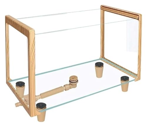 DMBBSAPBSH Goldfischglas, Fischschale, Holzrahmen Schildkröte Aquarium Transparent Glas Fisch(40x21x24cm) von DMBBSAPBSH