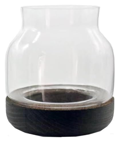 DMBBSAPBSH Goldfischglas, Fischschale, Rundes kleines Aquarium aus Glas mit Aquarien auf Holzbasis(Brown) von DMBBSAPBSH