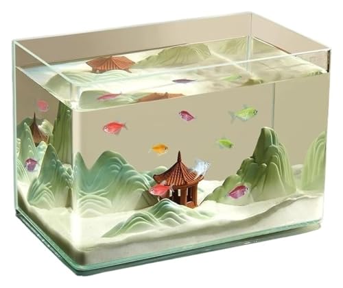 DMBBSAPBSH Goldfischglas, Fischschale, Wohnzimmer Kleine Aquarium Desktop Transparent Glas Fisch Tank Schildkröte Zucht Box(20x14x16cm) von DMBBSAPBSH