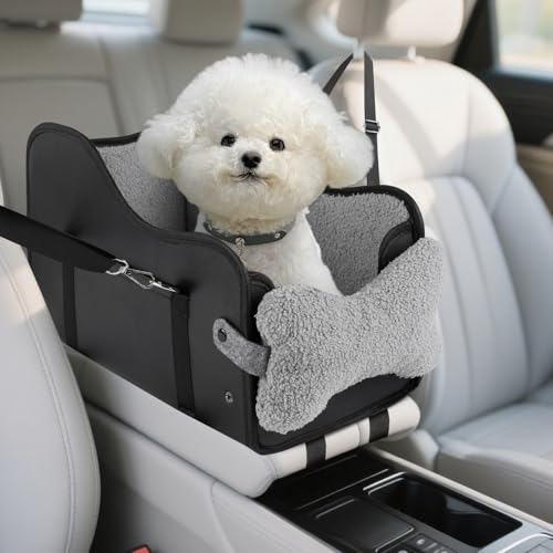 Autositz für kleine Hunde, Mittelkonsole Armlehne Booster Autositze, tragbare Haustier-Tragetasche mit weichem Sicherheitsgurt, unterstützt Haustiere bis zu 5 kg, Schwarz Autositz für kleine Hunde, Mittelkonsole Armlehne Booster Autositze, tragbare Haustier-Tragetasche mit weichem Sicherheitsgurt, unterstützt Haustiere bis zu 5 kg, Schwarz von DMDMBSR