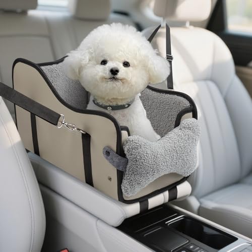 Hundeautositz für kleine Hunde, Mittelkonsole Armlehne Booster Autositze, tragbare Haustier-Tragetasche mit weichem Sicherheitsgurt, unterstützt Haustiere bis zu 5 kg, Grau Hundeautositz für kleine Hunde, Mittelkonsole Armlehne Booster Autositze, tragbare Haustier-Tragetasche mit weichem Sicherheitsgurt, unterstützt Haustiere bis zu 5 kg, Grau von DMDMBSR