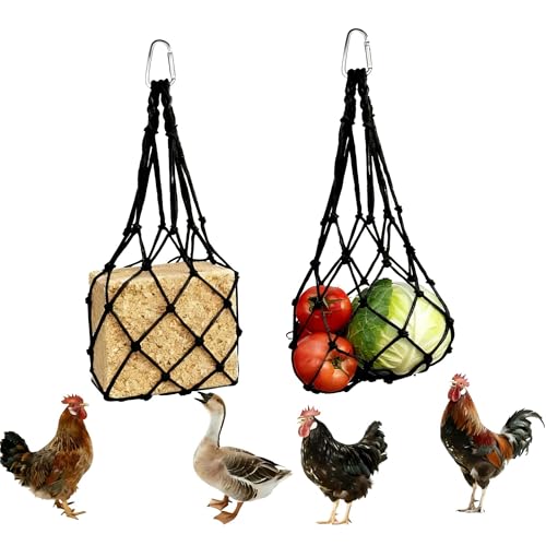 2 x Futterbeutel zum Aufhängen von Hühnern, Gemüse, wiederverwendbare Netztasche zum Aufhängen für Hühner, Enten, Stühle, Spielzeug, Anreicherungsspielzeug, Leckerli-Halter, kein Abfall von Geflügel 2 x Futterbeutel zum Aufhängen von Hühnern, Gemüse, wiederverwendbare Netztasche zum Aufhängen für Hühner, Enten, Stühle, Spielzeug, Anreicherungsspielzeug, Leckerli-Halter, kein Abfall von Geflügel von DMIMIA