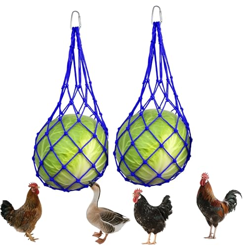 Futterstation für Hühner, Gemüse, wiederverwendbar, Netz, zum Aufhängen, für Hühner, Enten, Stühle, Spielzeug, Anreicherungsspielzeug, Leckerli-Halter, kein Abfall von Geflügel, Blau, 2 Stück Futterstation für Hühner, Gemüse, wiederverwendbar, Netz, zum Aufhängen, für Hühner, Enten, Stühle, Spielzeug, Anreicherungsspielzeug, Leckerli-Halter, kein Abfall von Geflügel, Blau, 2 Stück von DMIMIA