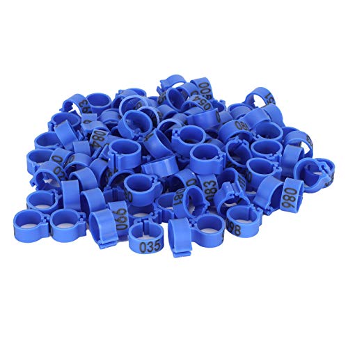 DMLENGOIN 100 Stück Vogelfußbänder, 10 mm, nummerierte Tauben-Identifizierungsklammer für Brieftauben (Blue) von DMLENGOIN