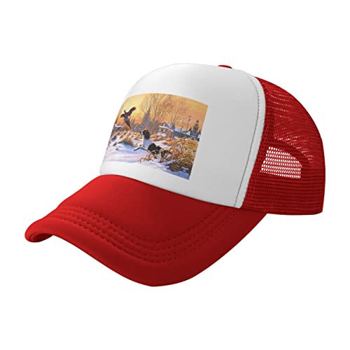 Hunde-Fasan-Trucker-Hüte, Rot: stilvolle Kappe mit langlebiger Silhouette, für den täglichen Gebrauch, Sport, Outdoor-Aktivitäten, Reisen von DMORJ