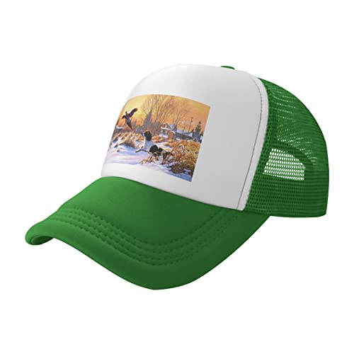 Hunde-Fasan-Trucker-Hüte, grün: stilvolle Kappe mit langlebiger Silhouette, für den täglichen Gebrauch, Sport, Outdoor-Aktivitäten, Reisen von DMORJ