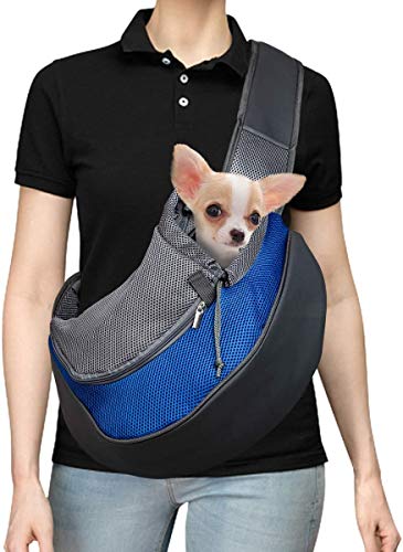 DMSL Tragetuch Hund, Katze Haustier Hundetragetasche EinstellbarTräger Schulter Beutel Atmungsaktiv Mesh Transporttasche -Geeignet für Welpen unter 5 kg, 37 x 29 x25 cm von DMSL
