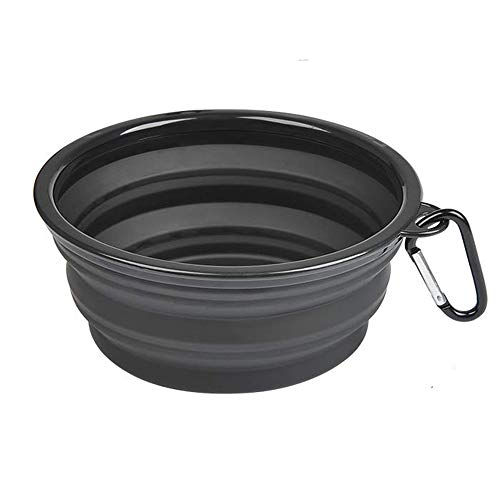 Zusammenklappbarer Hundenapf, tragbar, extra groß, faltbar, erweiterbar, Silikon-Haustier-Reisenapf for Haustier-Hundefutter, Wasserfütterung, 1 Stück, Schwarz/120 (Color : Black) von DNCG