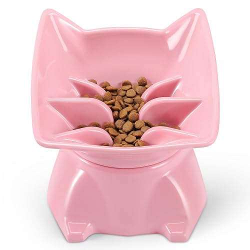 Erhöhter Futternapf für Katzen mit langsamer Fütterung, Slow Feeder, Erhöht mit Rutschfesten Füßen, Anti-Erbrechen Langsam Fressen Futternapf, für Katzen und kleine Hunde, Rosa Erhöhter Futternapf für Katzen mit langsamer Fütterung, Slow Feeder, Erhöht mit Rutschfesten Füßen, Anti-Erbrechen Langsam Fressen Futternapf, für Katzen und kleine Hunde, Rosa von DNOYEUS