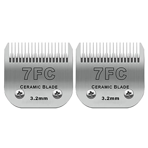2 Stück abnehmbare Fellschere für Haustiere, Keramikklingen, kompatibel mit Andis-Größe 7FC, Schnittlänge 3,2 mm, kompatibel mit Oster A5 Wahl KM10 Serie Schermaschinen 2 Stück abnehmbare Fellschere für Haustiere, Keramikklingen, kompatibel mit Andis-Größe 7FC, Schnittlänge 3,2 mm, kompatibel mit Oster A5 Wahl KM10 Serie Schermaschinen von DODAER