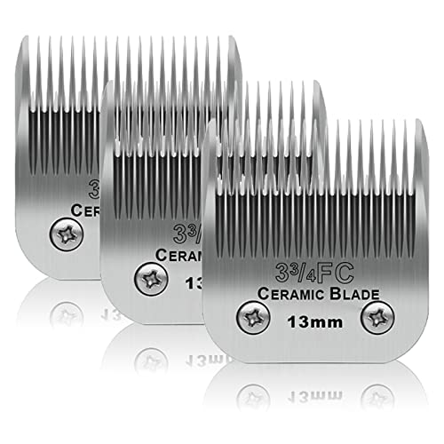 DODAER 3 Stück 3-3/4FC abnehmbare Keramik-Klingen, kompatibel mit Andis, Oster A5, Wahl KM-10 Serie, Größe 3-3/4FC Klinge 1/2 Zoll 13 mm Schnittlänge von DODAER