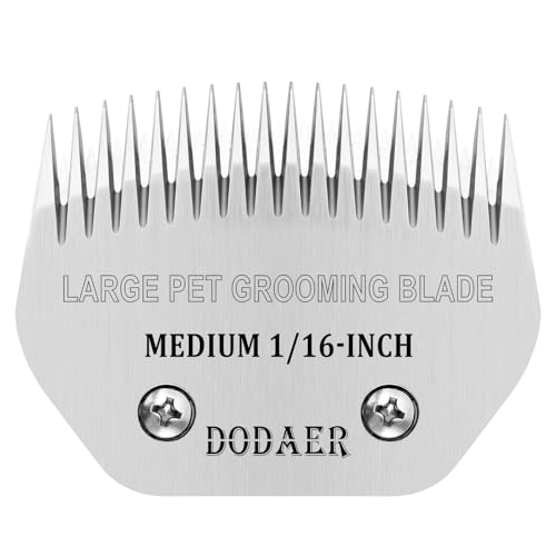 DODAER Abnehmbare Fellschere für Haustiere, Stahlklinge, kompatibel mit Andis Medium Blending, Oster A5, Wahl KM10 Serie, Größe M, 0,6 cm Schnittlänge für große Hunde, Pferde, Schafe (64330) von DODAER
