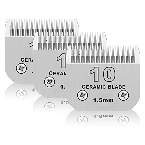 DODAER Abnehmbare Keramikklingen für Haustiere, kompatibel mit Andis, Oster A5, Wahl KM-10 Serie, Größe 10, Klinge 1/16 Zoll, Schnittlänge 1,5 mm, 3 Stück DODAER Abnehmbare Keramikklingen für Haustiere, kompatibel mit Andis, Oster A5, Wahl KM-10 Serie, Größe 10, Klinge 1/16 Zoll, Schnittlänge 1,5 mm, 3 Stück von DODAER