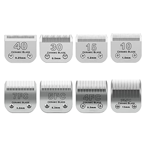 DODAER Größe 40/30/15/10/7FC/5FC/4FC/4FC/3FC, abnehmbare Fellpflege, Keramikklingen-Set, kompatibel mit Andis, Oster A5, Wahl KM10 Serie, Schnittlänge 0,25 mm bis 13 mm, 8 Stück DODAER Größe 40/30/15/10/7FC/5FC/4FC/4FC/3FC, abnehmbare Fellpflege, Keramikklingen-Set, kompatibel mit Andis, Oster A5, Wahl KM10 Serie, Schnittlänge 0,25 mm bis 13 mm, 8 Stück von DODAER