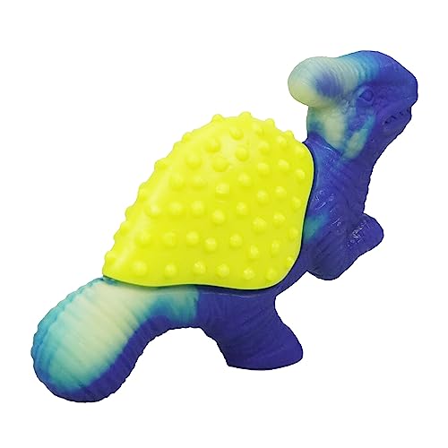 DOEL Hund Kauspielzeug für Aggressive Kauer, Kauen zu reinigen Zähne, unzerstörbar Nylon Spielzeug, Beefy Flavor, Dinosaurier Modellierung, blau und gelb von DOEL