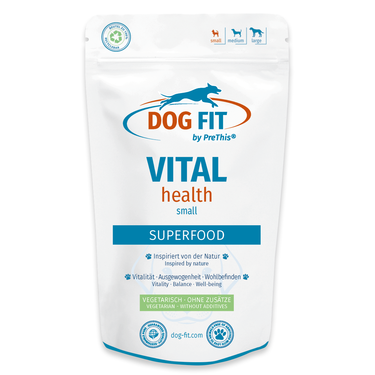 VITAL health Superfood-Ergänzung für Hunde | Mit Vitalpilzen, Ginseng & natürlichen Antioxidantien | Vegetarisch & ohne Zusätze | DOG FIT by PreThis® 120g von DOG FIT by PreThis®