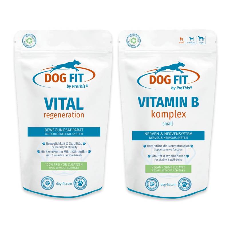 Wirbelsäule, Nerven & Bänder Kombiset Hunde | Bandscheiben, Sehnen | VITAL regeneration & VITAMIN B | DOG FIT by PreThis ohne Zusätze | 120 Kapseln von DOG FIT by PreThis®