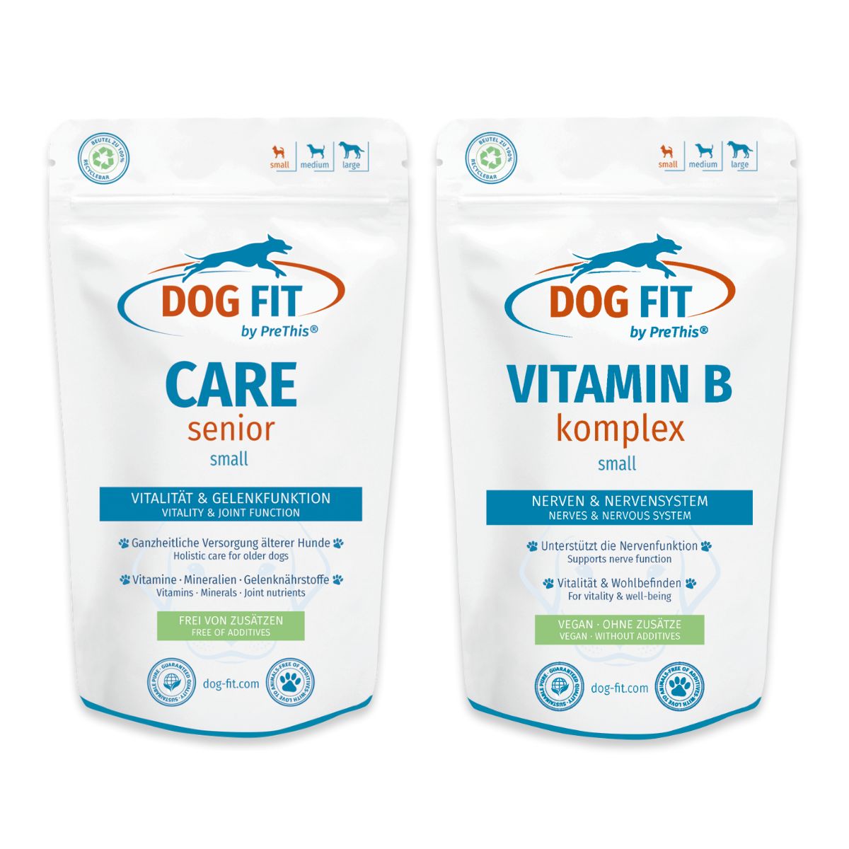 Aufbau-Set fÃ¼r alte Hunde | CARE senior & VITAMIN B | Gelenke, Nerven & VitalitÃ¤t | Hyaluron & B12 | DOG FIT by PreThis small bis 10kg | 120 Kapseln von DOG FIT by PreThis