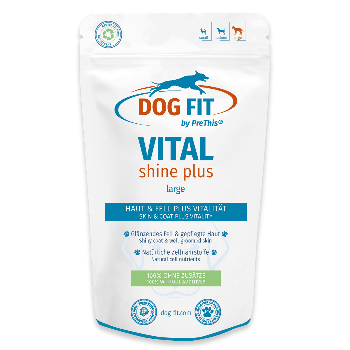 DOG FIT by PreThis® VITAL shine plus » Zellgesundheit Hunde » Augen, Herz, Gehirn, Fell & Haut » large ab 25 kg » 60 Kapseln DOG FIT by PreThis® VITAL shine plus » Zellgesundheit Hunde » Augen, Herz, Gehirn, Fell & Haut » large ab 25 kg » 60 Kapseln von DOG FIT by PreThis®