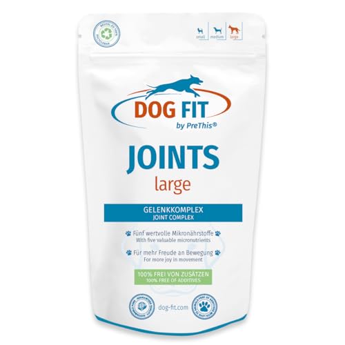 DOG FIT by PreThis® Joints Gelenkmittel für Hunde bei Arthrose, Patellaluxation, Spondylose & Hüftdysplasie I Glucosamin, MSM, Collagen, Weihrauch, Teufelskralle ohne Zusätze I Large von DOG FIT by PreThis