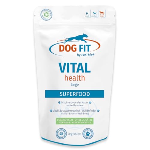 DOG FIT by PreThis® VITAL Health I Natürliche Futterergänzung mit Superfoods für Hunde. Mit wertvollen Mikronährstoffen I Frei von künstlichen Zusätzen I Large 25-50 kg von DOG FIT by PreThis