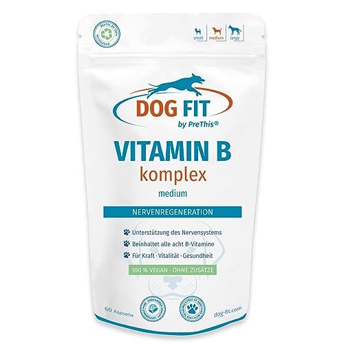 DOG FIT by PreThis® Vitamin B Komplex für Hunde I Nervensystem, Inkontinenz, Spondylose, Zittern, Stärkung I B-Vitamine mit Biotin & Folsäure I Vegan ohne Zusätze | medium von DOG FIT by PreThis
