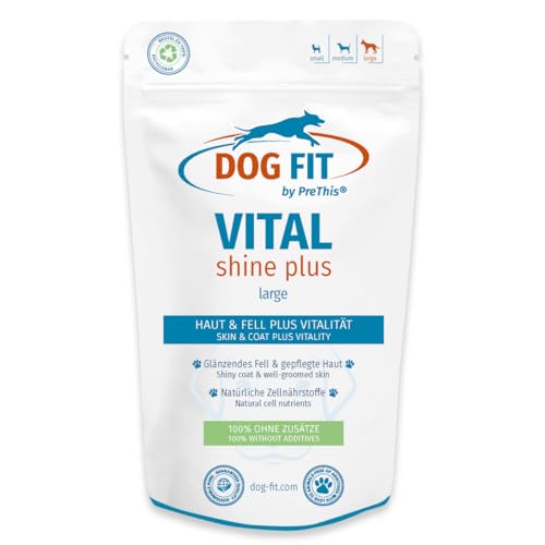 DOG FIT by PreThis® VITAL Shine Plus für Hunde I Für EIN glänzendes Fell & gesunde Haut I Unterstützt die Normale Haut- und Fellstruktur I Ohne künstliche Zusätze (Large ab 25 kg) von DOG FIT by PreThis