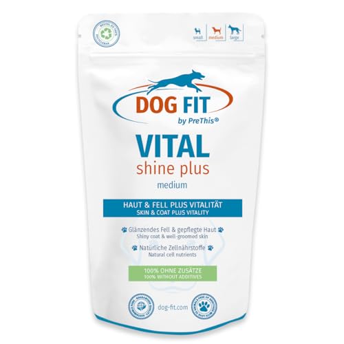 DOG FIT by PreThis® VITAL Shine Plus für Hunde I Für EIN glänzendes Fell & gesunde Haut I Unterstützt die Normale Haut- und Fellstruktur I Ohne künstliche Zusätze I medium 10-25kg von DOG FIT by PreThis