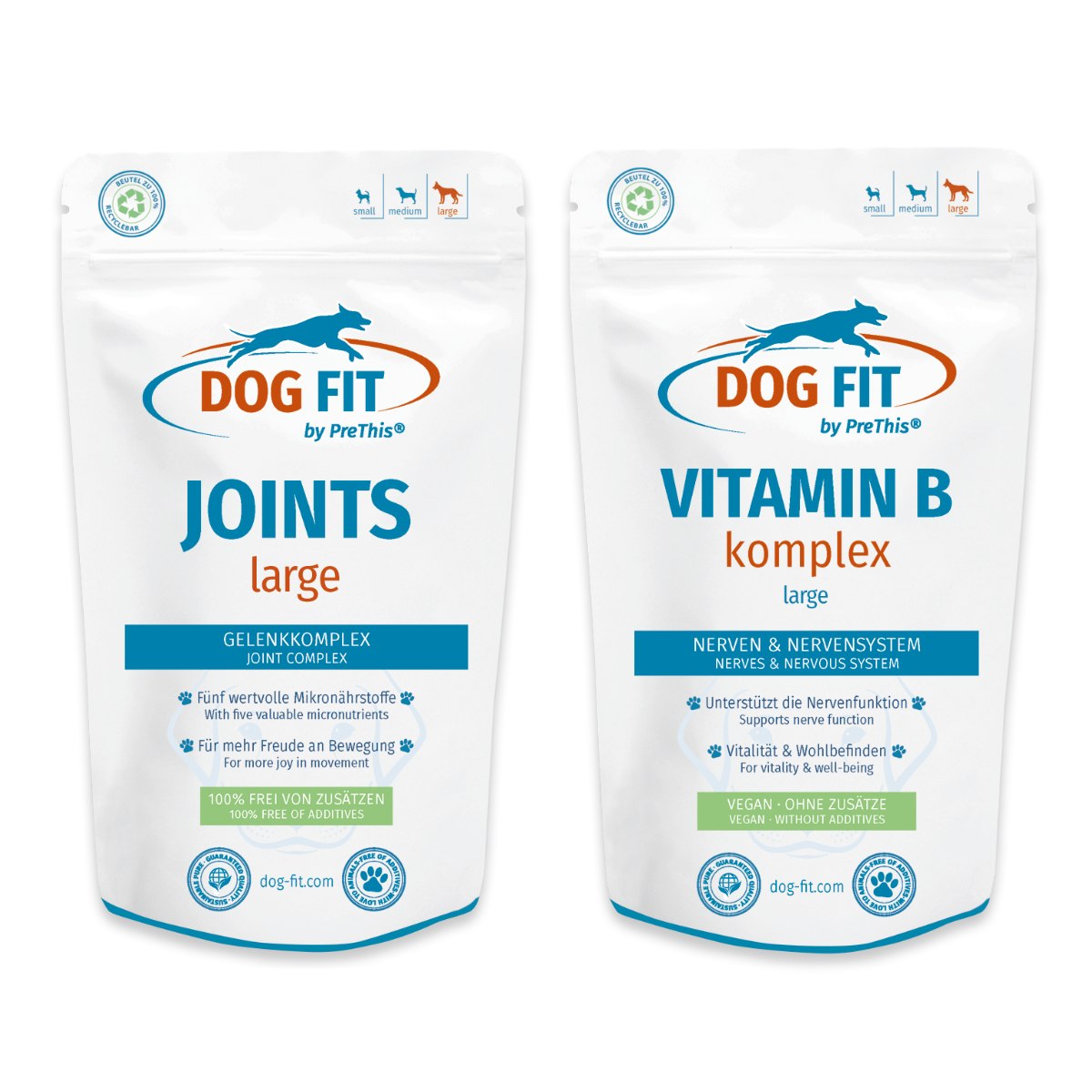 Gelenke & Nerven Kombiset fÃ¼r groÃe Hunde ab 25kg | JOINTS & VITAMIN B mit FolsÃ¤ure & Biotin | DOG FIT by PreThis | 120 Kps. von DOG FIT by PreThis