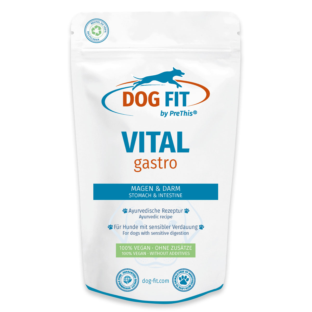 VITAL gastro: Bei ÃbersÃ¤uerung, weicher Kotkonsistenz & AufstoÃen | Magenschutz fÃ¼r Hunde | Vegan, prÃ¤biotisch, ohne ZusÃ¤tze | DOG FIT by PreThis 80g von DOG FIT by PreThis