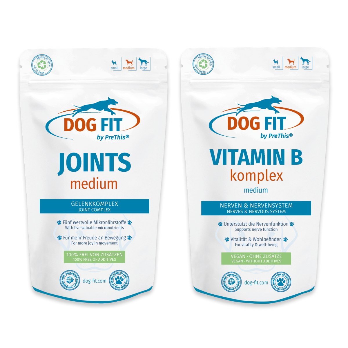 Vitamin B12 & Gelenkkur fÃ¼r mittelgroÃe Hunde 10-25kg | JOINTS & VITAMIN B Set mit Biotin | DOG FIT by PreThis | 120 Kps. von DOG FIT by PreThis