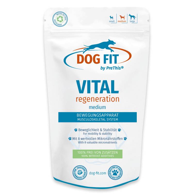 Wirbelsäule & Gelenkkur mittlere Hunde 10-25kg VITAL regeneration | Sehnen, Bänder & Bindegewebe | Kollagen & L-Lysin | 60 Kapseln Wirbelsäule & Gelenkkur mittlere Hunde 10-25kg VITAL regeneration | Sehnen, Bänder & Bindegewebe | Kollagen & L-Lysin | 60 Kapseln von DOG FIT by PreThis