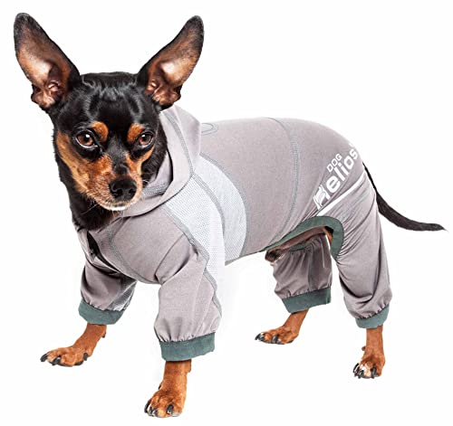 Pet Life Dog Helios Namastail Leichter 4-Wege-Stretch, atmungsaktiv, Ganzkörper-Performance, Yoga-Hunde-Trainingsanzug, Größe XL, Grau von Pet Life