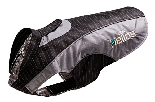 DOGHELIOS 'Reflecta-Bolt' Hundemantel, sportlich, modisch, mit DREI Klettverschluss, reflektierend, mit Körperwärme-Reflexionstechnologie, Größe L, Schwarz von DOG HELIOS
