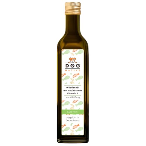 Dog-Native Wildfischöl für Hunde, Omega-3 Öl für Fell & Haut, Fischöl aus Wildfang, Barföl mit Vitamin E, Lachsöl Alternative in dunkler Glasflasche, 500ml Dog-Native Wildfischöl für Hunde, Omega-3 Öl für Fell & Haut, Fischöl aus Wildfang, Barföl mit Vitamin E, Lachsöl Alternative in dunkler Glasflasche, 500ml von DOG NATIVE
