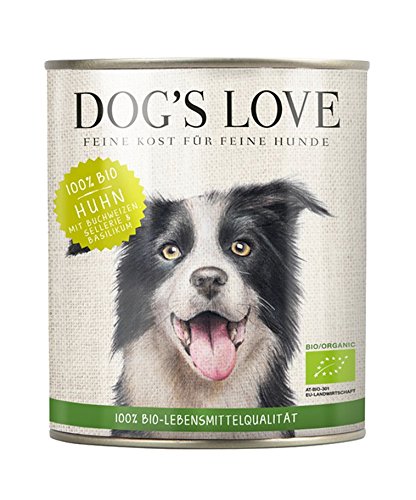 DOG'S LOVE BIO Hundefutter Nassfutter Huhn mit Buchweizen, Sellerie & Basilik (6 x 800g) von DOG'S LOVE BIO