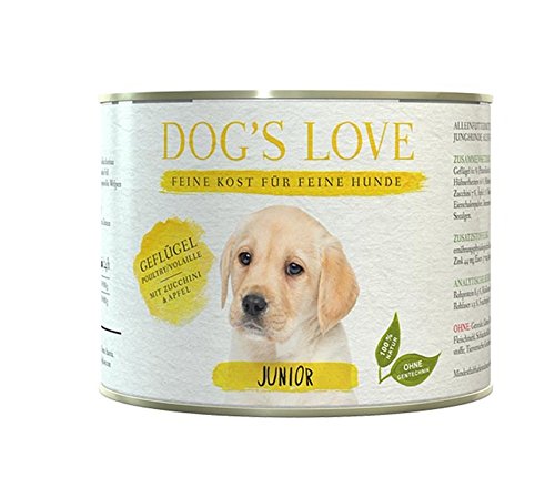 Dog's Love Premium Hundefutter Nassfutter Geflügel mit Zucchini & Apfel (12 x 200g) von DOG'S LOVE Junior