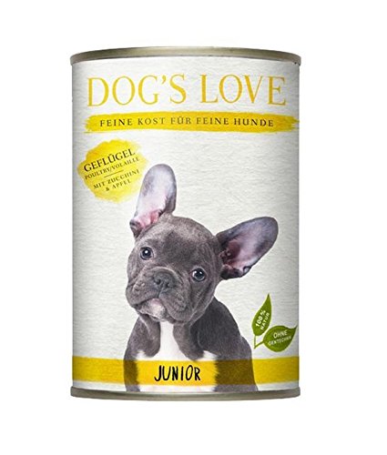 Dog's Love Premium Hundefutter Nassfutter Geflügel mit Zucchini & Apfel (6 x 400g) von DOG'S LOVE Junior