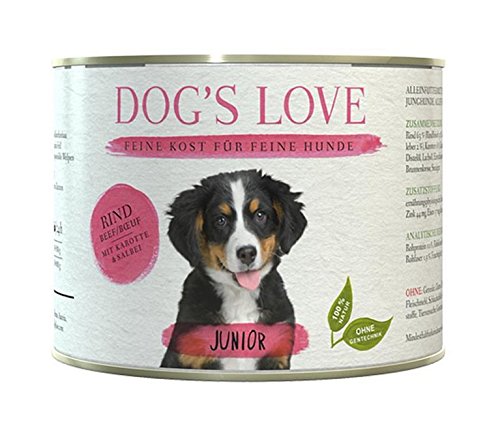 Dog's Love Premium Hundefutter Nassfutter Junior Rind mit Karotte & Salbei (12 x 200g) von DOG'S LOVE Junior