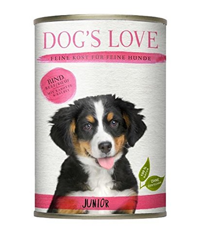 Dog's Love Premium Hundefutter Nassfutter Junior Rind mit Karotte & Salbei (12 x 400g) von DOG'S LOVE Junior