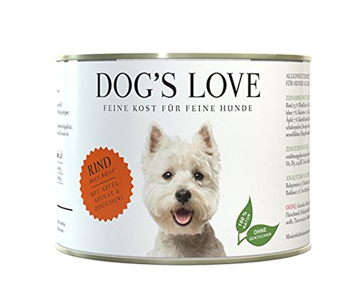 DOG'S LOVE Classic Nassfutter Hund Rind mit Apfel, Spinat & Zucchini (12 x 200g) von DOG'S LOVE