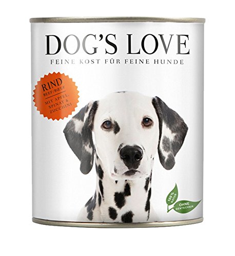 DOG'S LOVE Classic Nassfutter Hund Rind mit Apfel, Spinat & Zucchini (18 x 800g) von DOG'S LOVE