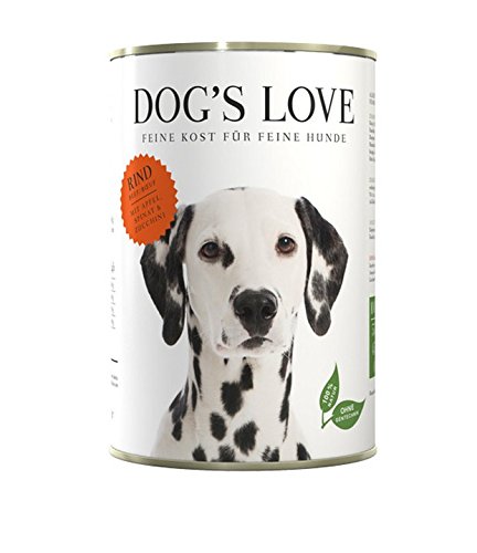 DOG'S LOVE Classic Nassfutter Hund Rind mit Apfel, Spinat & Zucchini (24 x 400g) von DOG'S LOVE